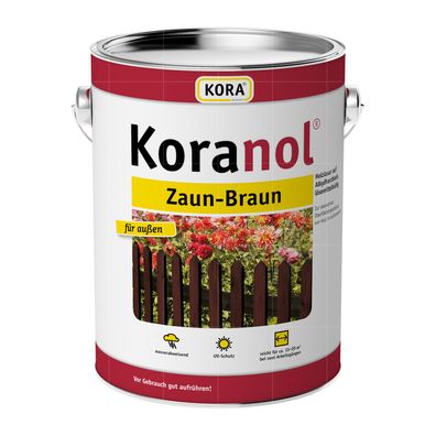 KORA Koranol ZAUN-BRAUN - 2.5 LTR (DUNKELBRAUN) Holzlasur FÜR ZÄUNE