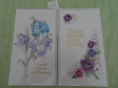 2 alte edle Grußkarten Zum Geburtstag Goertz Stiefmütterchen Iris pastell wie gemalt