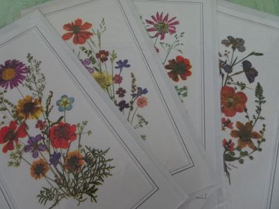 alte Grußkarten Sets Geburtstag handgeschöpftes Japanpapier Strohblumen Wiesenblumen