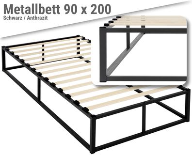 Premium Bett Metallbett Stahl Bettgestell Bettrahmen Industrie Design Lattenrost ...