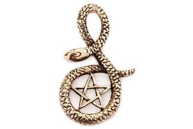 Schlange & Pentagramm Schutz & Wunsch Amulett Bronze