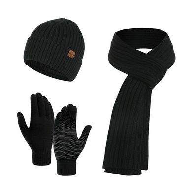 Strickmütze Herren Damen Winter Warme Strickmütze Hut Schal Handschuhe Set