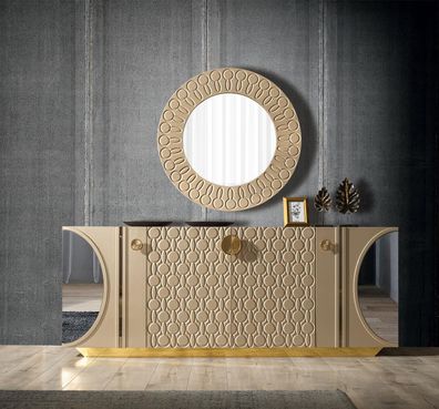 Garnitur Anrichte Spiegel Gruppe Kommoden Luxus Sideboard Schrank Set Holz Neu