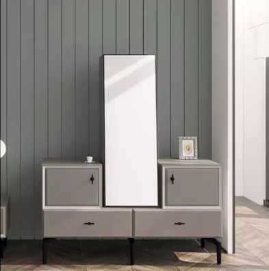 Kommode mit Spiegel für Schlafzimmer grau stilvoll modernes Design
