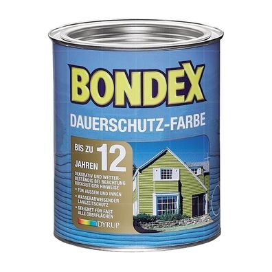 BONDEX Dauerschutz-farbe - 4 LTR (SCHNEEWEISS) Wetterschutzfarbe Holzfarbe