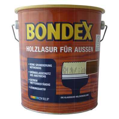 BONDEX Holzlasur FÜR AUSSEN- 2,5 LTR Dünnschichtlasur Holzschutz Grundierung