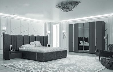 Bett 2x Nachttische Kleiderschrank 4tlg Schlafzimmer Set Modern Luxus Neu
