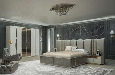 Schlafzimmer Set Bett 2x Nachttische Kleiderschrank 4tlg Design Modern
