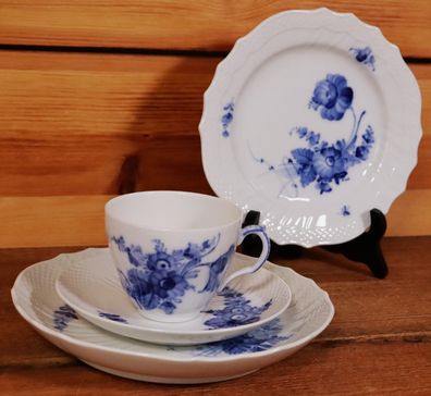 Royal Copenhagen Blaue Blume geschweift 4-tlg Kaffeegedeck 1870 + 1645 + 1625 #T