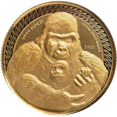 Goldmünze Kongo Gorilla 2023 1/10 oz 999.9 Gold