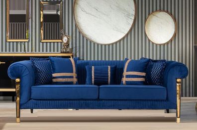 Blauer Dreisitzer Sofa 3-Sitzer Luxus Möbel Moderne Polstercouch Stil