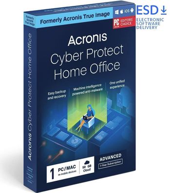 Acronis Cyber Protect Home Office Advanced|1 Gerät|1 Jahr|50 GB|20 Min. per eMail|ESD
