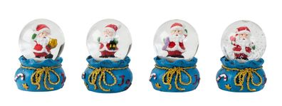 4 Stück Schneekugel &Oslash; 4 cm mit LED Licht Weihnachtsmann