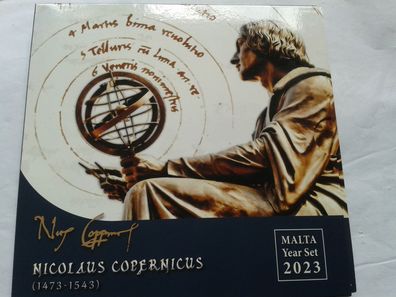 Original KMS 2023 Malta mit 2 euro Kopernikus im Folder/ Blster