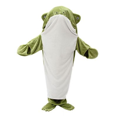 Cute Frosch Schlafsack Flanell Decke Unisex Kapuze Pyjama mit Ärmeln Outdoor Camping