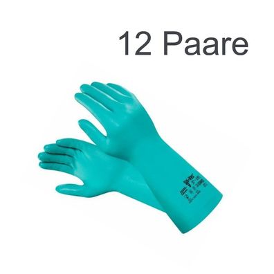 12 Paar Ansell Handschuhe Solvex® Größe 8 grün 37-695