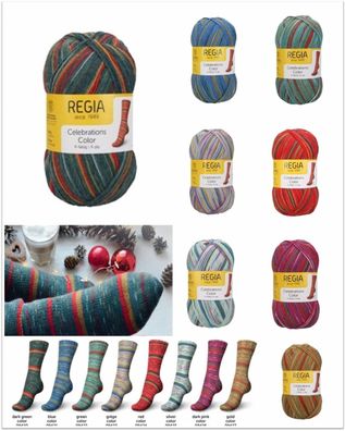100g Regia Celebrations Color Sockenwolle Garn 4-fach stricken GP 79,50€/ kg