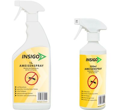 INSIGO 1L + 500ml Ameisenspray Ameisenmittel Ameisengift gegen Ameisen Bekämpfung