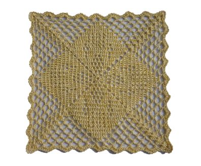Häkeldecke 33x33cm hellgelb gehäkelt Baumwolle crochet cotton