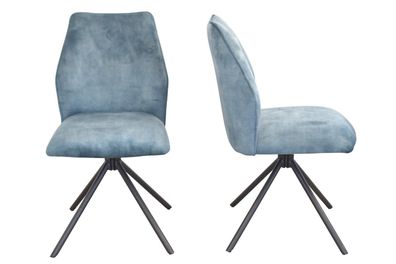 2er Set Esszimmerstühle drehbar Vintage Stoff blau Polsterstühle Stuhlset NEU