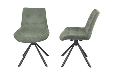 2er Set Esszimmerstühle drehbar Stoff grün Polsterstühle Stuhlset modern design
