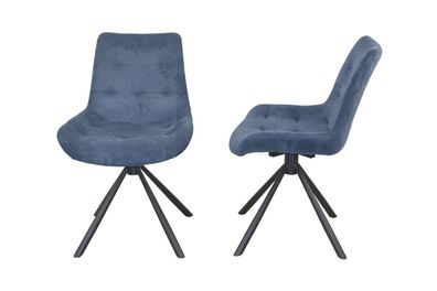 2er Set Esszimmerstühle drehbar Stoff blau Polsterstühle Stuhlset modern design