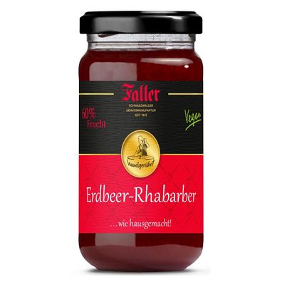 Faller Erdbeer-Rhabarber Konfitüre extra aus dem Schwarzwald mit 60% Frucht 330g