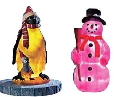 Teichdeko Pinguin oder Schneemann Deko Winter Beleuchtung outdoor Weihnachten