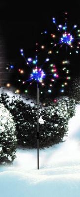 LED Gartenstecker Feuerwerk bunt , ca. 28 x 85 cm, Lichtspiele,90 LEDs