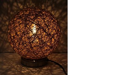 Kugelleuchte natur Tischlampe Tischleuchte Leuchte aus Hanfseil, NachttischB-Ware