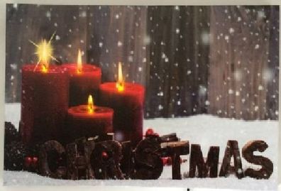 LED Leinwandbild Adventskerzen Schnee Beleuchtung Bild Wandbild Kunstdruck 15198