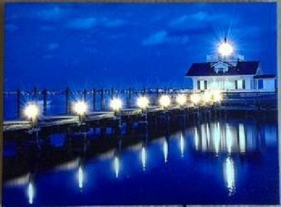 Leinwandbild LED beleuchtend Dekoration Seebrücke bleuchtend 38x28 NEU 15382