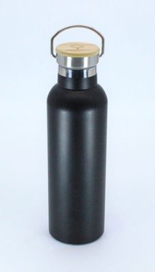 Edelstahl Trinkflasche mit echtem Bambusdeckel | Thermotrinkflasche für Kinder