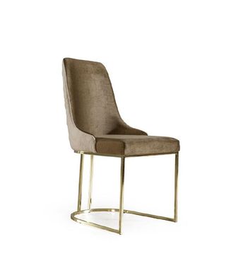 Moderner Beiger Edelstahl Esszimmer Stuhl Einsitzer Sessel Design Stil