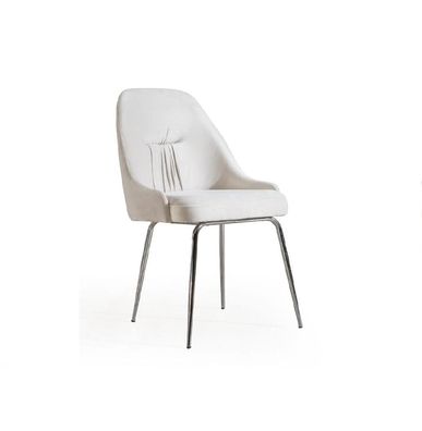 Moderner Weißer Esszimmer Stuhl Einsitzer Textil Sitzer Designer Möbel