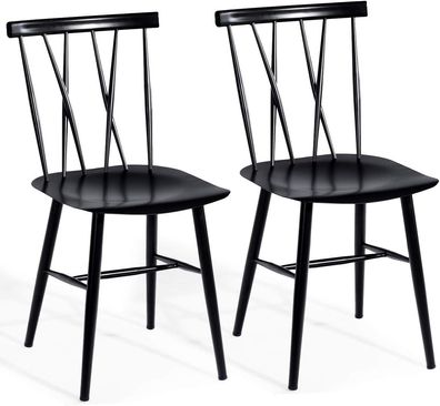 2er Set Esszimmerstühle aus Metall, Küchenstühle mit Rückenlehne, für Esszimmer