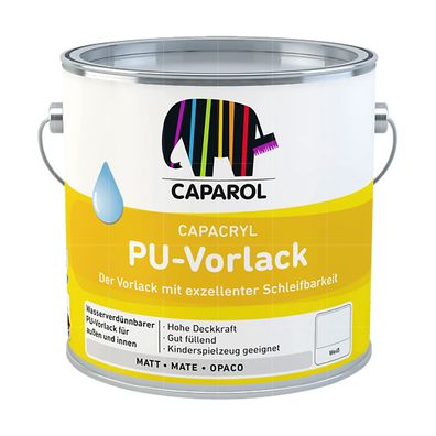 Caparol Capacryl PU Vorlack WEISS 2.5 Liter Acryl Vorstrich Primer Holz Metall