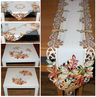 Tischdecke Tischläufer Deckchen Tischband Bunte Blätter Herbst Tischdekoration