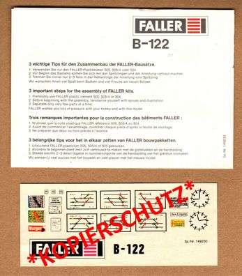 Faller H0 Anleitung Bauanleitung Deko-Bogen Deko-Bilder Beschriftung B-122 Stellwerk