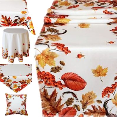 Tischdecke Tischläufer Kissenhülle Herbstlaub Terrakotta Bunt Heimtextilien