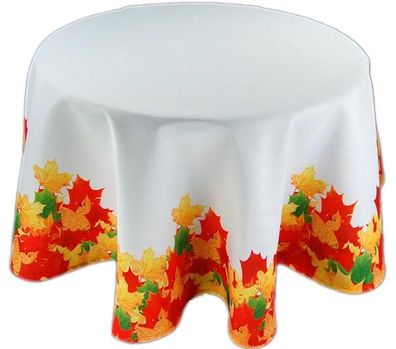 Tischdecke Herbst Rund 170 cm Herbstlaub Tischtuch Pflegeleichte Decke
