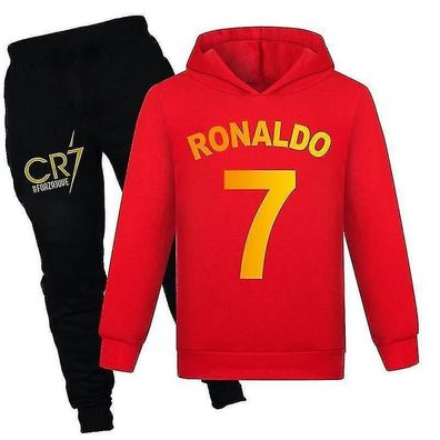Kids Boys Ronaldo 7 Printed Casual Hoodie Tracksuit Top Pants Set 2-14 Years