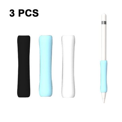 5 Stéck Silikon Griff fér Apple Pencil Schwarz + Weiß + Himmel Blau