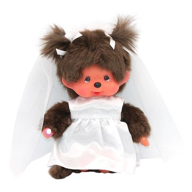 Braut Mädchen | 20 cm Monchhichi Puppe | im Hochzeits-Kleid & Schleier