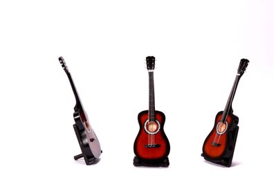 Miniatur klassische Gitarre XS rot akustik mini Deko Gitarre aus Holz 22cm