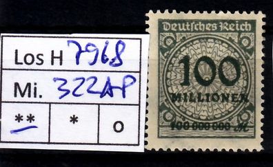 Los H7968: Deutsches Reich Mi. 322 A P * *