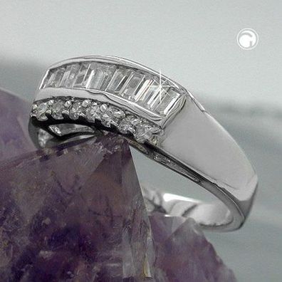 Ring 7mm mit vielen Zirkonias glänzend rhodiniert Silber 925