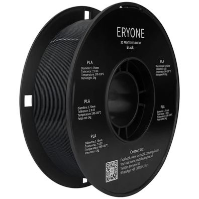 ERYONE PLA Filament 1,75 mm 3D-Drucker Filament PLA 0,03 mm 1 kg/ Spule Schwarz