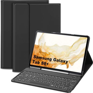 Janolty Hülle Bluetooth Tastatur QWERTZ Samsung Galaxy Tab S8+ S8 Plus S7FE S7+