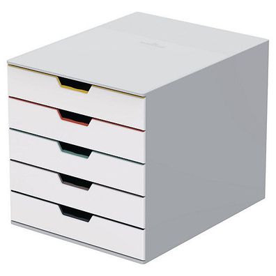 Schubladenbox Durable 762527 Varicolor, 5 Schubladen, A4, weiß/ bunt